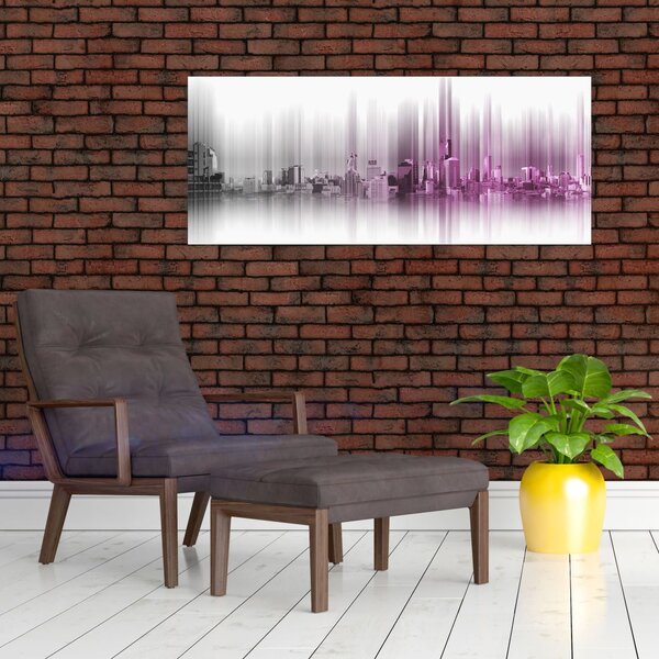 Slika - Obzorje mesta, roza-siva (120x50 cm)
