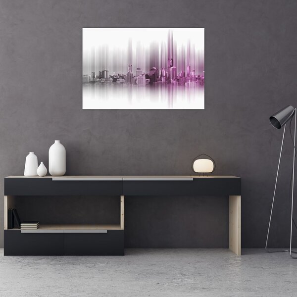 Slika - Obzorje mesta, roza-siva (90x60 cm)