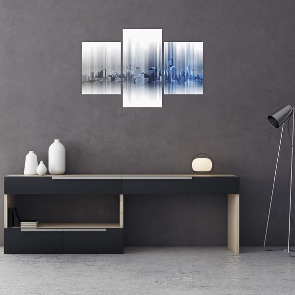 Slika - Panorama mesta, modro-siva (90x60 cm)