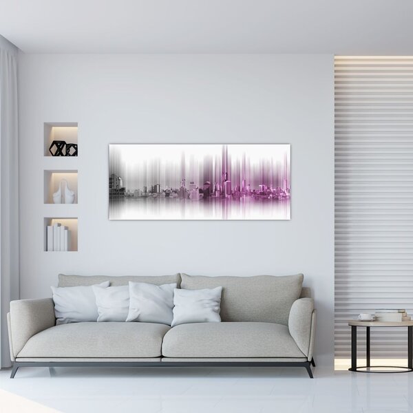 Slika - Obzorje mesta, roza-siva (120x50 cm)
