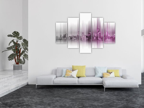 Slika - Obzorje mesta, roza-siva (150x105 cm)