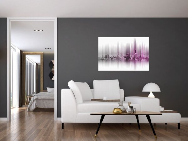 Slika - Obzorje mesta, roza-siva (90x60 cm)