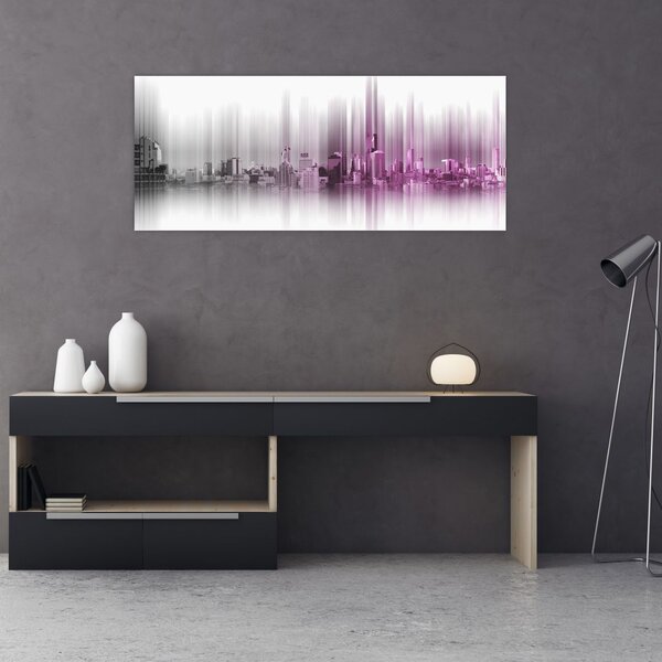 Slika - Obzorje mesta, roza-siva (120x50 cm)