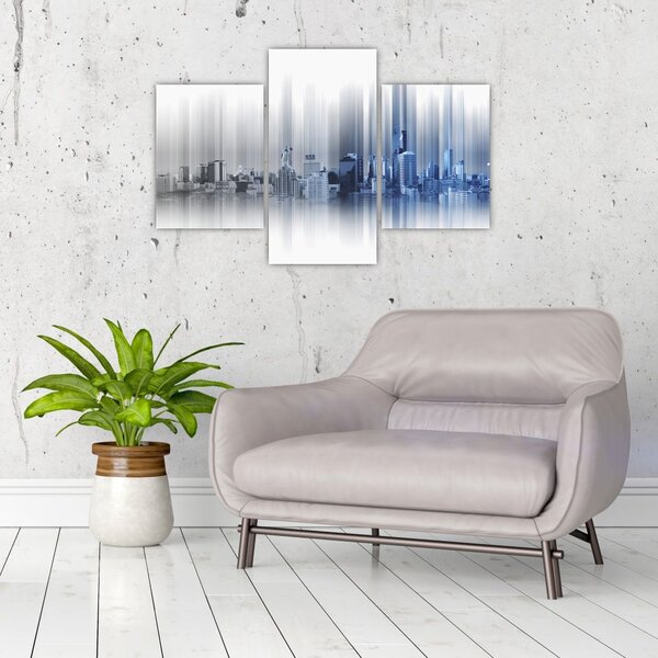 Slika - Panorama mesta, modro-siva (90x60 cm)