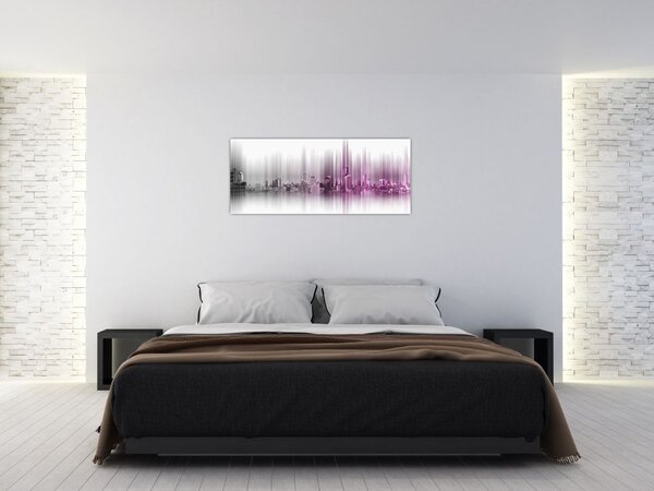 Slika - Obzorje mesta, roza-siva (120x50 cm)