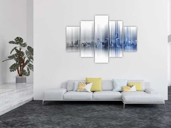 Slika - Panorama mesta, modro-siva (150x105 cm)