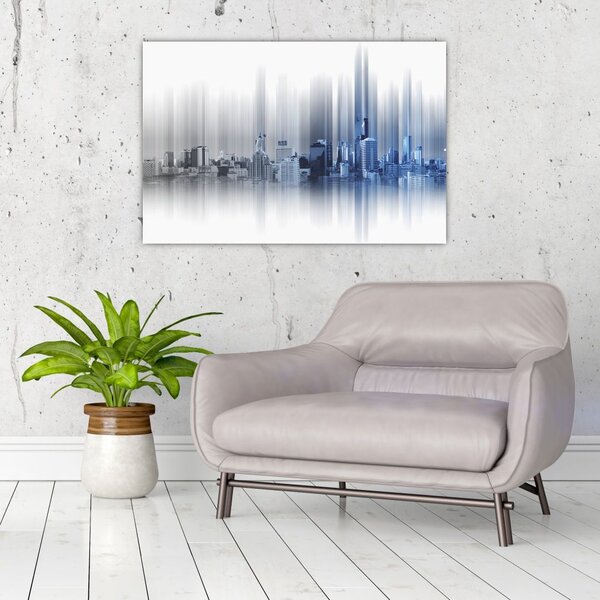 Slika - Panorama mesta, modro-siva (90x60 cm)