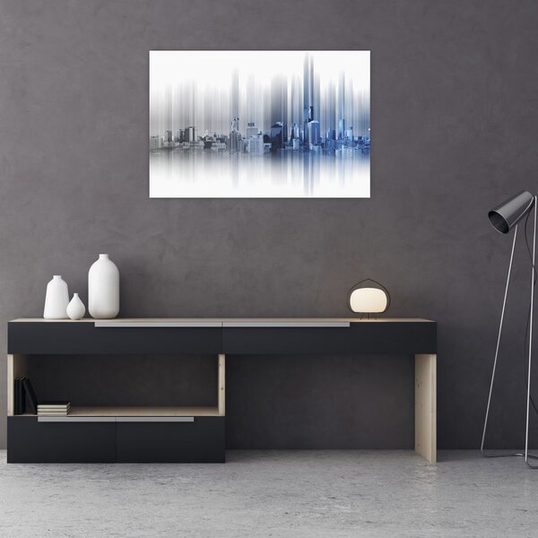 Slika - Panorama mesta, modro-siva (90x60 cm)
