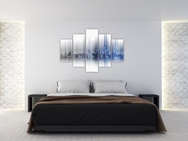 Slika - Panorama mesta, modro-siva (150x105 cm)
