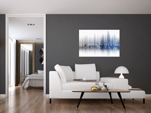 Slika - Panorama mesta, modro-siva (90x60 cm)