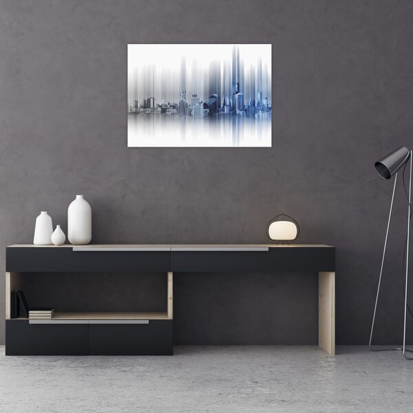 Slika - Panorama mesta, modro-siva (70x50 cm)