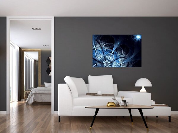 Slika temno modre rože (90x60 cm)