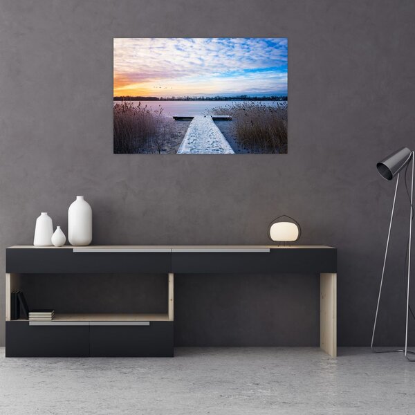 Slika - Zamrznjeno jezero, Ełk, Mazury, Poljska (90x60 cm)
