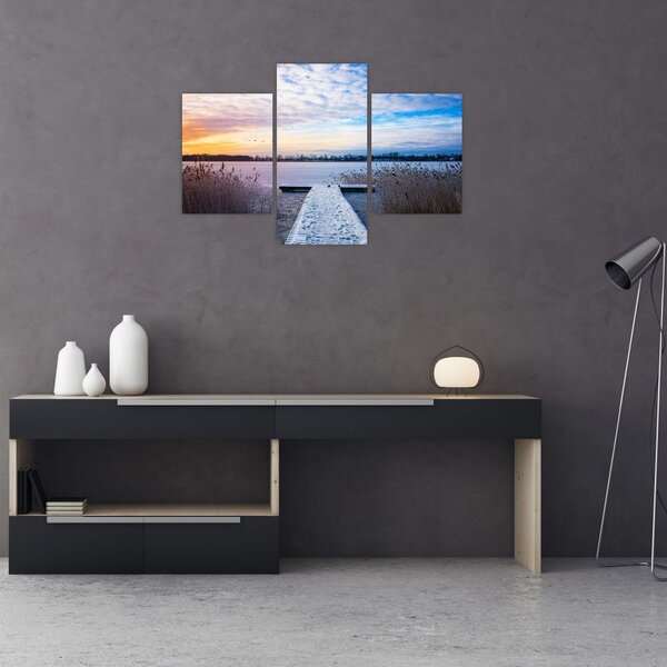 Slika - Zamrznjeno jezero, Ełk, Mazury, Poljska (90x60 cm)