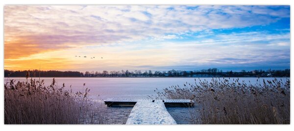 Slika - Zamrznjeno jezero, Ełk, Mazury, Poljska (120x50 cm)