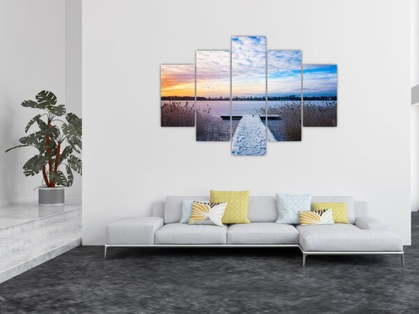 Slika - Zamrznjeno jezero, Ełk, Mazury, Poljska (150x105 cm)