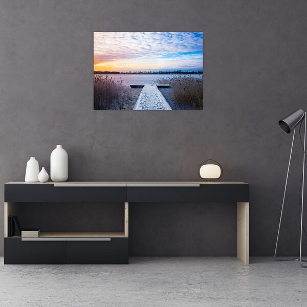Slika - Zamrznjeno jezero, Ełk, Mazury, Poljska (70x50 cm)