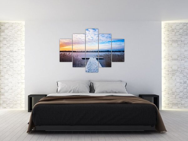 Slika - Zamrznjeno jezero, Ełk, Mazury, Poljska (150x105 cm)
