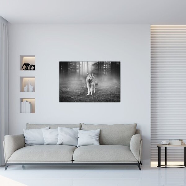 Slika - Gozdni čuvaj, črno-bela (90x60 cm)