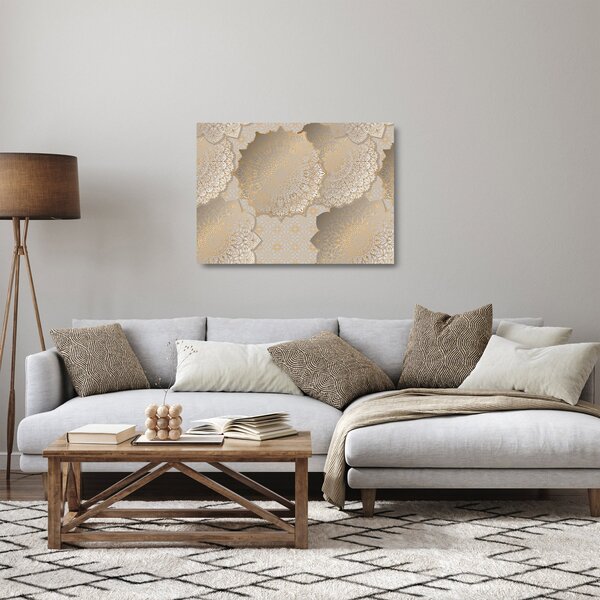 Staklena slika - Mandale v zlatih tonih (70x50 cm)