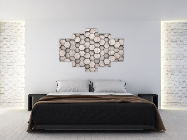 Slika - Heksagoni v betonski zasnovi (150x105 cm)