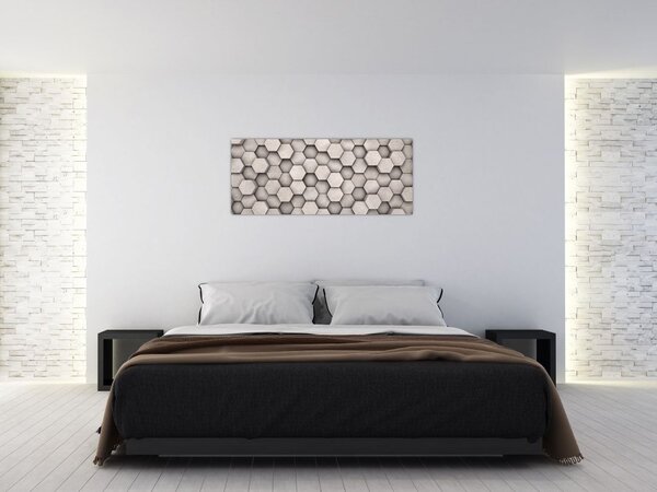Slika - Heksagoni v betonski zasnovi (120x50 cm)