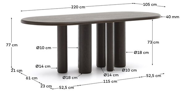 Blagovaonski stol 105x220 cm Mailen – Kave Home