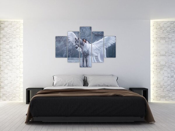 Slika dekleta na samorogu (150x105 cm)