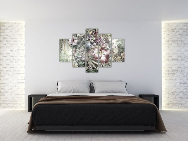 Slika rož na lesenem kolesu (150x105 cm)