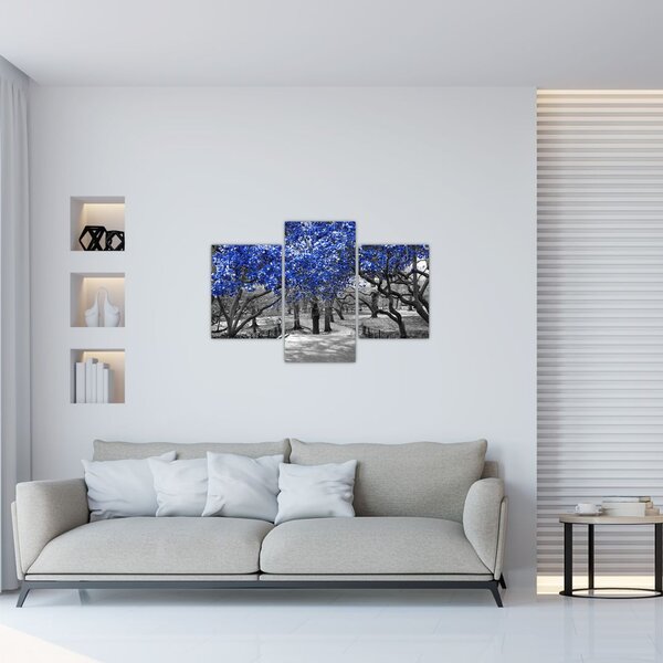 Slika - Modra drevesa, Central Park, New York (90x60 cm)