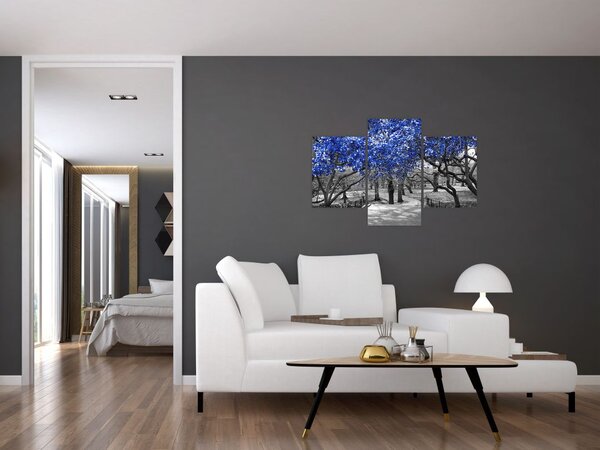 Slika - Modra drevesa, Central Park, New York (90x60 cm)