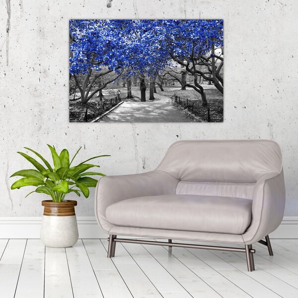 Slika - Modra drevesa, Central Park, New York (90x60 cm)