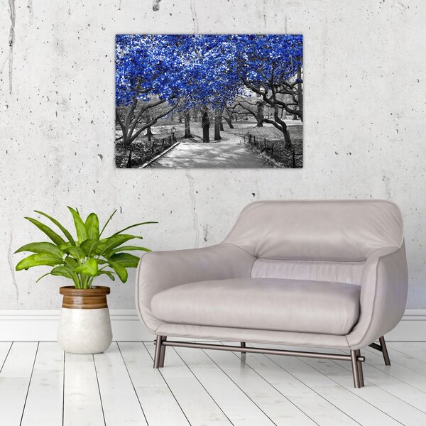 Slika - Modra drevesa, Central Park, New York (70x50 cm)