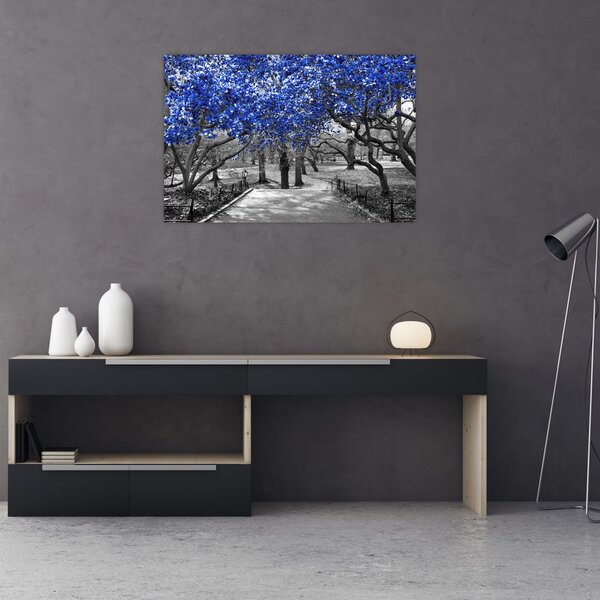 Slika - Modra drevesa, Central Park, New York (90x60 cm)