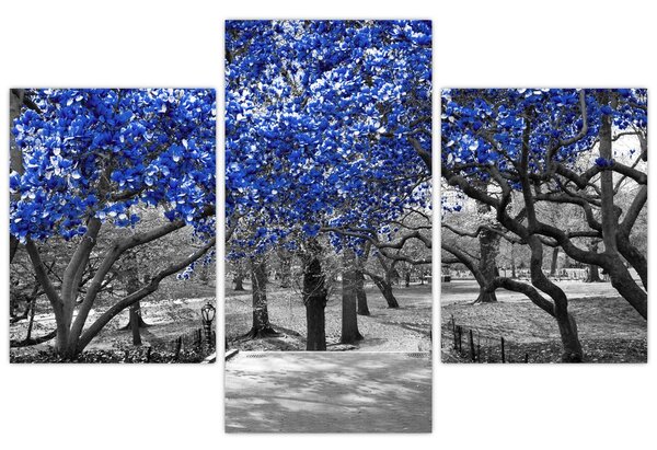 Slika - Modra drevesa, Central Park, New York (90x60 cm)