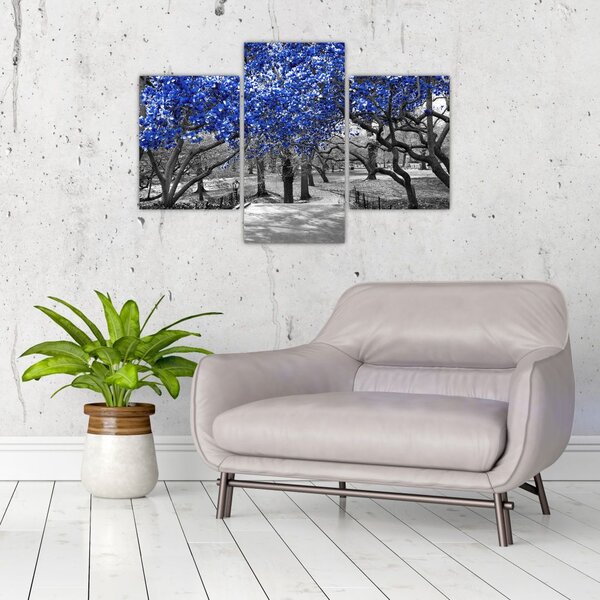 Slika - Modra drevesa, Central Park, New York (90x60 cm)