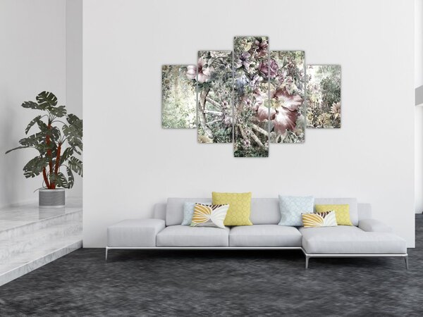Slika rož na lesenem kolesu (150x105 cm)