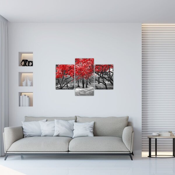Slika - Rdeča drevesa, Central Park, New York (90x60 cm)