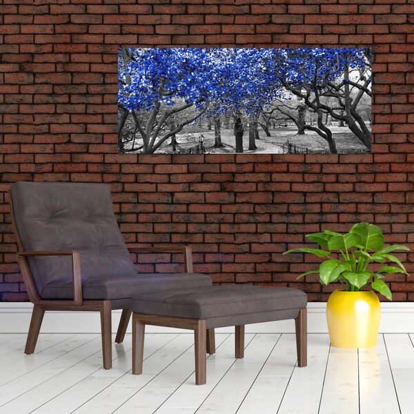 Slika - Modra drevesa, Central Park, New York (120x50 cm)