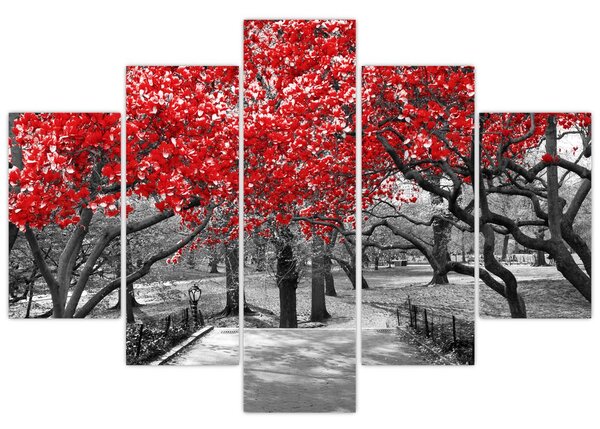 Slika - Rdeča drevesa, Central Park, New York (150x105 cm)