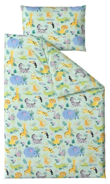 Pamučna posteljina za dječji krevetić JUNGLE JOY šarena Dimenzije posteljine: 40 x 60 cm | 100 x 135 cm