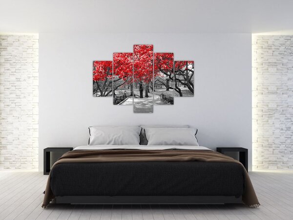 Slika - Rdeča drevesa, Central Park, New York (150x105 cm)