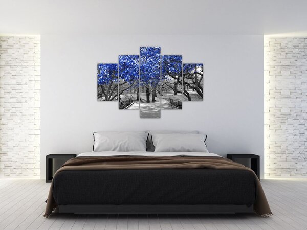 Slika - Modra drevesa, Central Park, New York (150x105 cm)