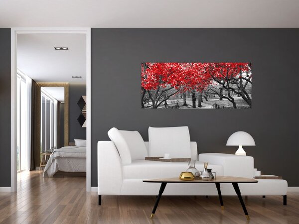 Slika - Rdeča drevesa, Central Park, New York (120x50 cm)