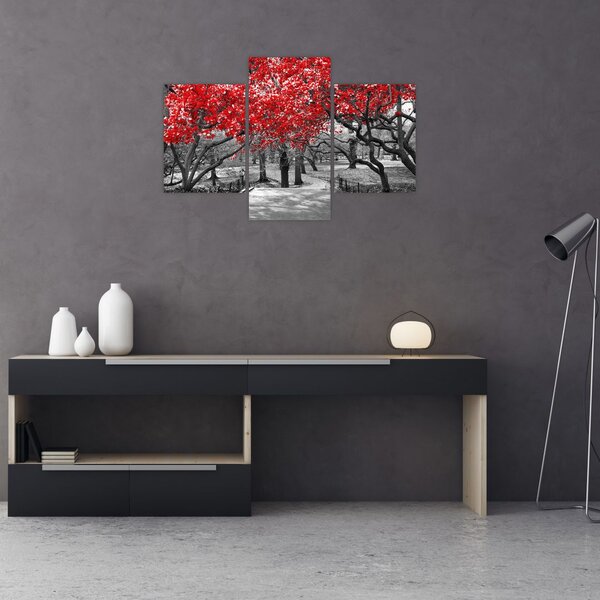 Slika - Rdeča drevesa, Central Park, New York (90x60 cm)