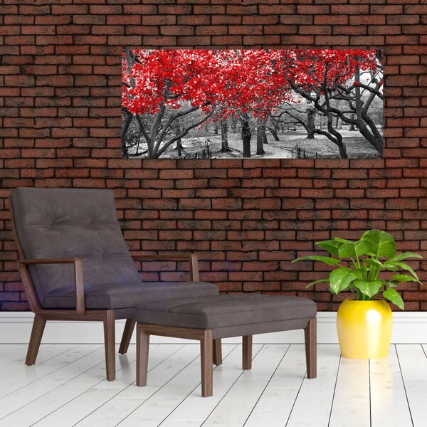 Slika - Rdeča drevesa, Central Park, New York (120x50 cm)