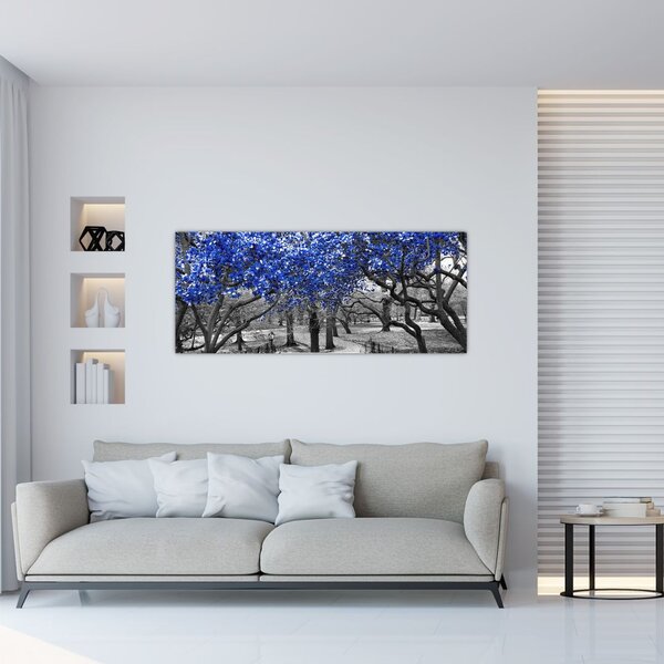 Slika - Modra drevesa, Central Park, New York (120x50 cm)