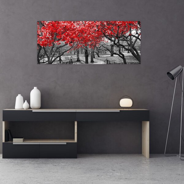 Slika - Rdeča drevesa, Central Park, New York (120x50 cm)
