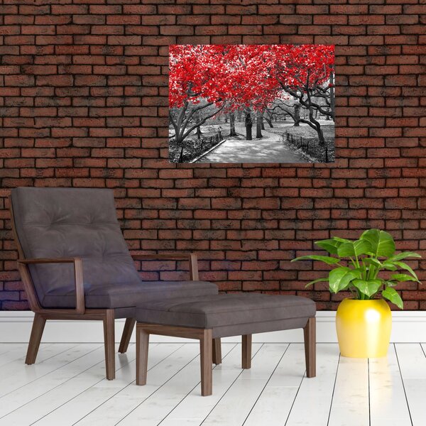 Slika - Rdeča drevesa, Central Park, New York (70x50 cm)