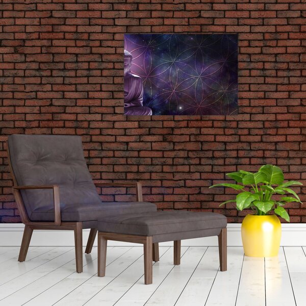 Staklena slika - Buda z rožami življenja (70x50 cm)